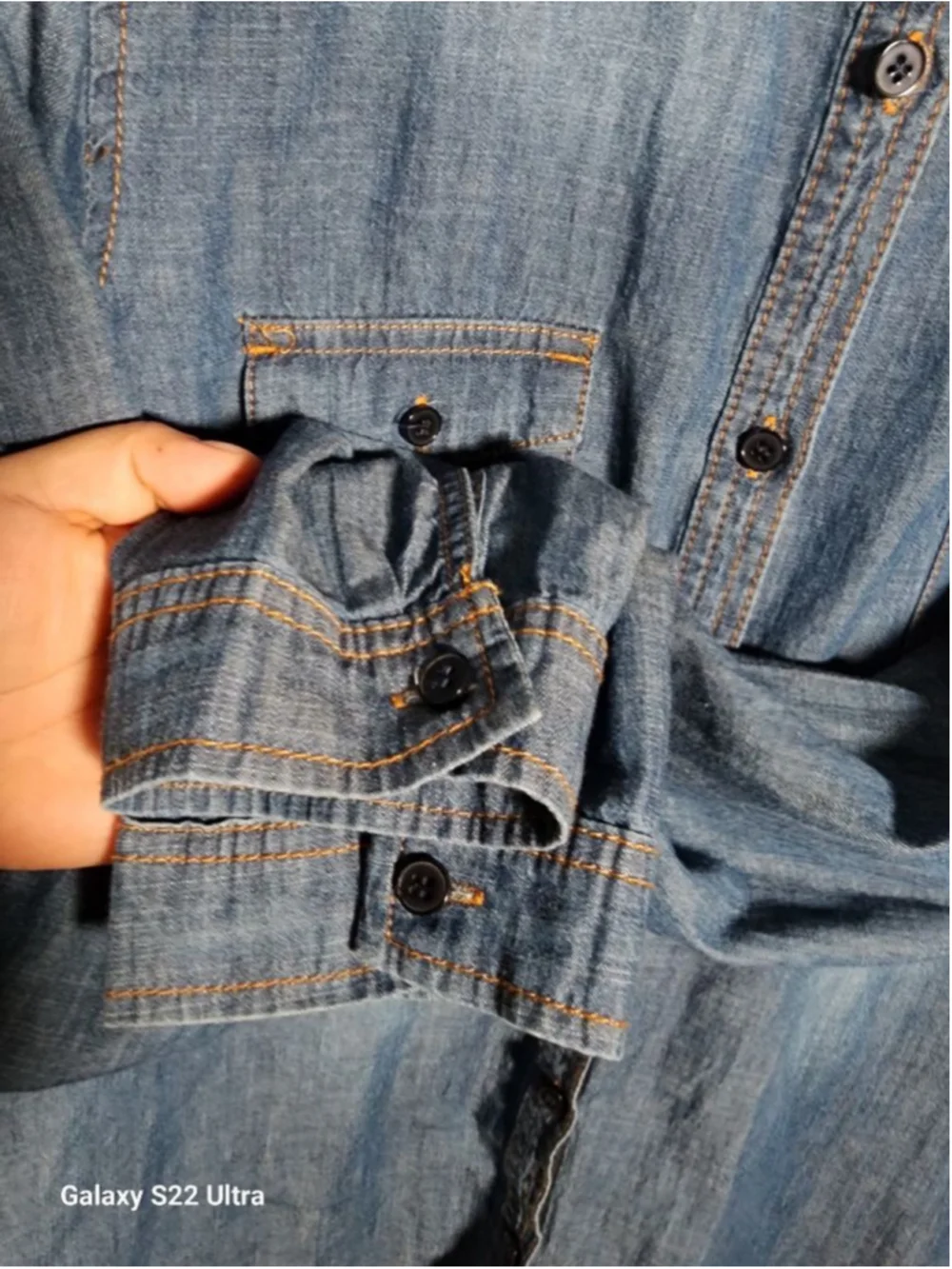 Women's CI SONO Blue Denim Button Down Shirt L